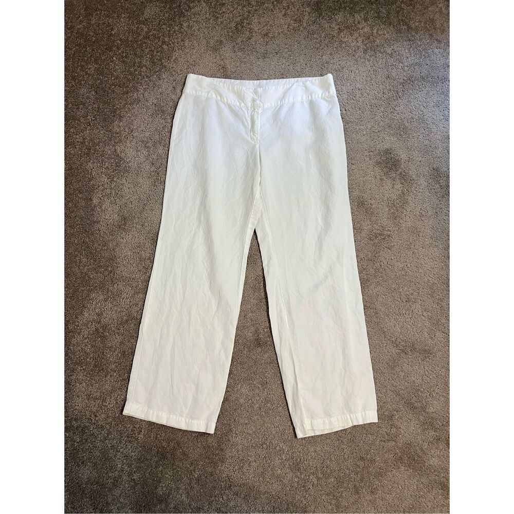 EILEEN FISHER White Linen Blend Pants Womens 16